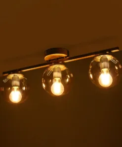 GloboStar® RADIAM 201-0066 Vintage Φωτιστικό Οροφής Ράγα Τρίφωτο 3 x E27 IP20 Χρυσό Μέταλλο με Διάφανο Γυαλί - Μ61 x Π15 x Υ19cm 10 201 0066 2