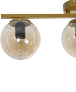 GloboStar® RADIAM 201-0066 Vintage Φωτιστικό Οροφής Ράγα Τρίφωτο 3 x E27 IP20 Χρυσό Μέταλλο με Διάφανο Γυαλί - Μ61 x Π15 x Υ19cm 13 201 0066 5