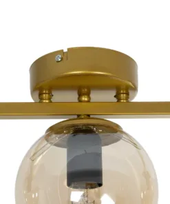 GloboStar® RADIAM 201-0066 Vintage Φωτιστικό Οροφής Ράγα Τρίφωτο 3 x E27 IP20 Χρυσό Μέταλλο με Διάφανο Γυαλί - Μ61 x Π15 x Υ19cm 15 201 0066 7