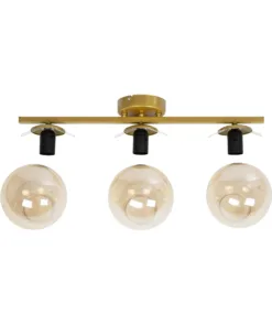 GloboStar® RADIAM 201-0066 Vintage Φωτιστικό Οροφής Ράγα Τρίφωτο 3 x E27 IP20 Χρυσό Μέταλλο με Διάφανο Γυαλί - Μ61 x Π15 x Υ19cm 16 201 0066 8