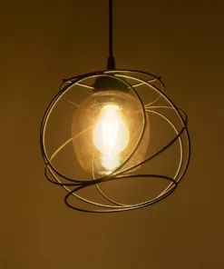 Alternative view of GLOBOSTAR® GLINDER 201-0068 Vintage Κρεμαστό Φωτιστικό Οροφής με Ντουί 1 x E27 AC 220-240V IP20 - Μαύρο & Μελί - Μ25 x Π18 x Υ24cm