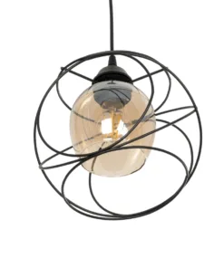 GLOBOSTAR® GLINDER 201-0068 Vintage Κρεμαστό Φωτιστικό Οροφής με Ντουί 1 x E27 AC 220-240V IP20 - Μαύρο & Μελί - Μ25 x Π18 x Υ24cm 15 201 0068 5