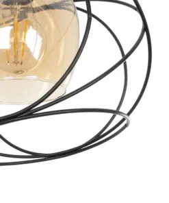 GLOBOSTAR® GLINDER 201-0068 Vintage Κρεμαστό Φωτιστικό Οροφής με Ντουί 1 x E27 AC 220-240V IP20 - Μαύρο & Μελί - Μ25 x Π18 x Υ24cm 17 201 0068 7