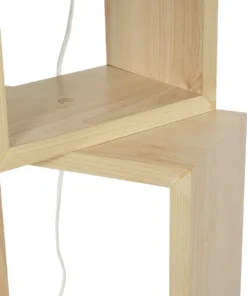 GloboStar® LUMO 201-0070 Μοντέρνο Επιδαπέδιο Φωτιστικό Μονόφωτο 1 x E27 IP20 Μπεζ Ξύλο με Μαύρο Ύφασμα - Μ37 x Π36 x Υ136cm 14 201 0070 6