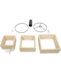 GloboStar® LUMO 201-0070 Μοντέρνο Επιδαπέδιο Φωτιστικό Μονόφωτο 1 x E27 IP20 Μπεζ Ξύλο με Μαύρο Ύφασμα - Μ37 x Π36 x Υ136cm 16 201 0070 8