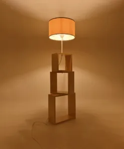 Alternative view of GloboStar® LUMO 201-0071 Μοντέρνο Επιδαπέδιο Φωτιστικό Μονόφωτο 1 x E27 IP20 Μπεζ Ξύλο με Μπεζ Ύφασμα - Μ37 x Π36 x Υ136cm