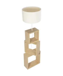 GloboStar® LUMO 201-0071 Μοντέρνο Επιδαπέδιο Φωτιστικό Μονόφωτο 1 x E27 IP20 Μπεζ Ξύλο με Μπεζ Ύφασμα - Μ37 x Π36 x Υ136cm 12 201 0071 4