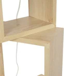 GloboStar® LUMO 201-0071 Μοντέρνο Επιδαπέδιο Φωτιστικό Μονόφωτο 1 x E27 IP20 Μπεζ Ξύλο με Μπεζ Ύφασμα - Μ37 x Π36 x Υ136cm 14 201 0071 6