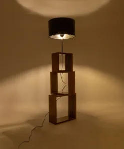 Alternative view of GloboStar® LUMO 201-0072 Μοντέρνο Επιδαπέδιο Φωτιστικό Μονόφωτο 1 x E27 IP20 Καφέ Ξύλο με Μαύρο Ύφασμα - Μ37 x Π36 x Υ136cm