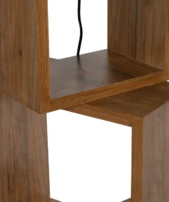 GloboStar® LUMO 201-0072 Μοντέρνο Επιδαπέδιο Φωτιστικό Μονόφωτο 1 x E27 IP20 Καφέ Ξύλο με Μαύρο Ύφασμα - Μ37 x Π36 x Υ136cm 14 201 0072 6