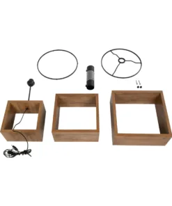 GloboStar® LUMO 201-0072 Μοντέρνο Επιδαπέδιο Φωτιστικό Μονόφωτο 1 x E27 IP20 Καφέ Ξύλο με Μαύρο Ύφασμα - Μ37 x Π36 x Υ136cm 16 201 0072 8