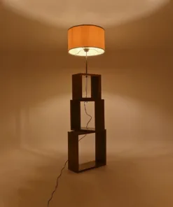 Alternative view of GloboStar® LUMO 201-0073 Μοντέρνο Επιδαπέδιο Φωτιστικό Μονόφωτο 1 x E27 IP20 Καφέ Ξύλο με Μπεζ Ύφασμα - Μ37 x Π36 x Υ136cm