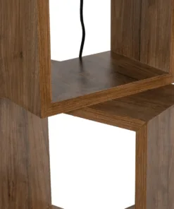 GloboStar® LUMO 201-0073 Μοντέρνο Επιδαπέδιο Φωτιστικό Μονόφωτο 1 x E27 IP20 Καφέ Ξύλο με Μπεζ Ύφασμα - Μ37 x Π36 x Υ136cm 14 201 0073 6