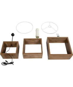 GloboStar® LUMO 201-0073 Μοντέρνο Επιδαπέδιο Φωτιστικό Μονόφωτο 1 x E27 IP20 Καφέ Ξύλο με Μπεζ Ύφασμα - Μ37 x Π36 x Υ136cm 16 201 0073 8