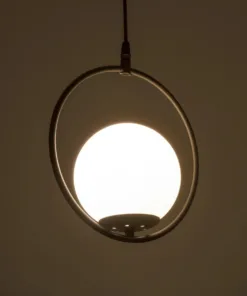 GLOBOSTAR® CIRCLE 201-0075 Vintage Κρεμαστό Φωτιστικό Οροφής με Ντουί 1 x E27 AC 220-240V IP20 - Μαύρο & Λευκό - Μ26 x Π26 x Υ29cm 12 201 0075 2