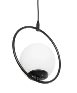 GLOBOSTAR® CIRCLE 201-0075 Vintage Κρεμαστό Φωτιστικό Οροφής με Ντουί 1 x E27 AC 220-240V IP20 - Μαύρο & Λευκό - Μ26 x Π26 x Υ29cm 15 201 0075 5