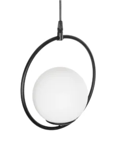 GLOBOSTAR® CIRCLE 201-0075 Vintage Κρεμαστό Φωτιστικό Οροφής με Ντουί 1 x E27 AC 220-240V IP20 - Μαύρο & Λευκό - Μ26 x Π26 x Υ29cm 16 201 0075 6