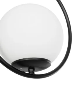 GLOBOSTAR® CIRCLE 201-0075 Vintage Κρεμαστό Φωτιστικό Οροφής με Ντουί 1 x E27 AC 220-240V IP20 - Μαύρο & Λευκό - Μ26 x Π26 x Υ29cm 17 201 0075 7