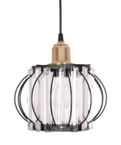 GLOBOSTAR® LUCERO 201-0078 Vintage Κρεμαστό Φωτιστικό Οροφής με Ντουί 1 x E27 AC 220-240V IP20 - Μαύρο, Διάφανο & Χρυσό - Μ24 x Π24 x Υ24cm 14 201 0078 4