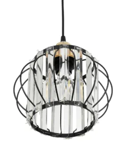 GLOBOSTAR® LUCERO 201-0078 Vintage Κρεμαστό Φωτιστικό Οροφής με Ντουί 1 x E27 AC 220-240V IP20 - Μαύρο, Διάφανο & Χρυσό - Μ24 x Π24 x Υ24cm 15 201 0078 5