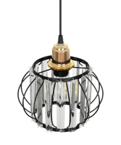 GLOBOSTAR® LUCERO 201-0078 Vintage Κρεμαστό Φωτιστικό Οροφής με Ντουί 1 x E27 AC 220-240V IP20 - Μαύρο, Διάφανο & Χρυσό - Μ24 x Π24 x Υ24cm 16 201 0078 6