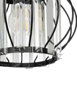 GLOBOSTAR® LUCERO 201-0078 Vintage Κρεμαστό Φωτιστικό Οροφής με Ντουί 1 x E27 AC 220-240V IP20 - Μαύρο, Διάφανο & Χρυσό - Μ24 x Π24 x Υ24cm 17 201 0078 7