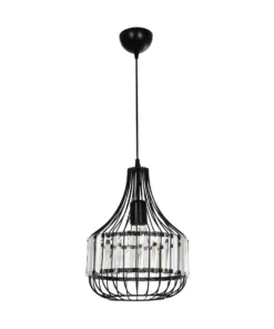 GLOBOSTAR® LUMAON 201-0081 Vintage Κρεμαστό Φωτιστικό Οροφής με Ντουί 1 x E27 AC 220-240V IP20 - Μαύρο & Διάφανο - Μ27 x Π27 x Υ37cm 13 201 0081 3