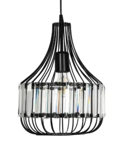 GLOBOSTAR® LUMAON 201-0081 Vintage Κρεμαστό Φωτιστικό Οροφής με Ντουί 1 x E27 AC 220-240V IP20 - Μαύρο & Διάφανο - Μ27 x Π27 x Υ37cm 14 201 0081 4