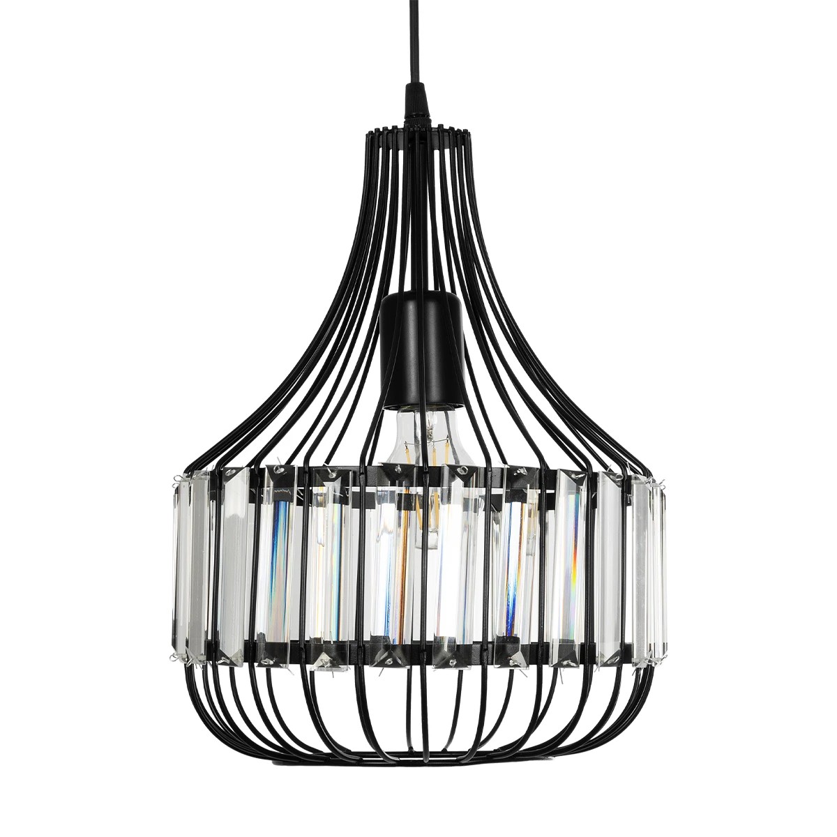 GLOBOSTAR® LUMAON 201-0081 Vintage Κρεμαστό Φωτιστικό Οροφής με Ντουί 1 x E27 AC 220-240V IP20 - Μαύρο & Διάφανο - Μ27 x Π27 x Υ37cm 5 GLOBOSTAR® LUMAON 201-0081 Vintage Κρεμαστό Φωτιστικό Οροφής με Ντουί 1 x E27 AC 220-240V IP20 - Μαύρο & Διάφανο - Μ27 x Π27 x Υ37cm - Image 4