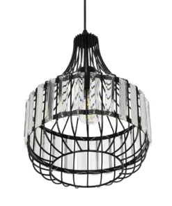 GLOBOSTAR® LUMAON 201-0081 Vintage Κρεμαστό Φωτιστικό Οροφής με Ντουί 1 x E27 AC 220-240V IP20 - Μαύρο & Διάφανο - Μ27 x Π27 x Υ37cm 15 201 0081 5