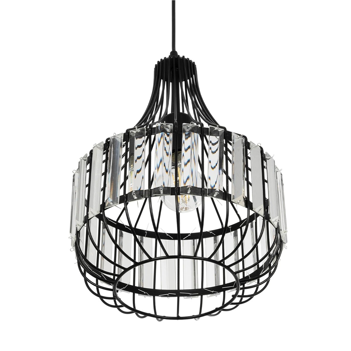 GLOBOSTAR® LUMAON 201-0081 Vintage Κρεμαστό Φωτιστικό Οροφής με Ντουί 1 x E27 AC 220-240V IP20 - Μαύρο & Διάφανο - Μ27 x Π27 x Υ37cm 6 GLOBOSTAR® LUMAON 201-0081 Vintage Κρεμαστό Φωτιστικό Οροφής με Ντουί 1 x E27 AC 220-240V IP20 - Μαύρο & Διάφανο - Μ27 x Π27 x Υ37cm - Image 5