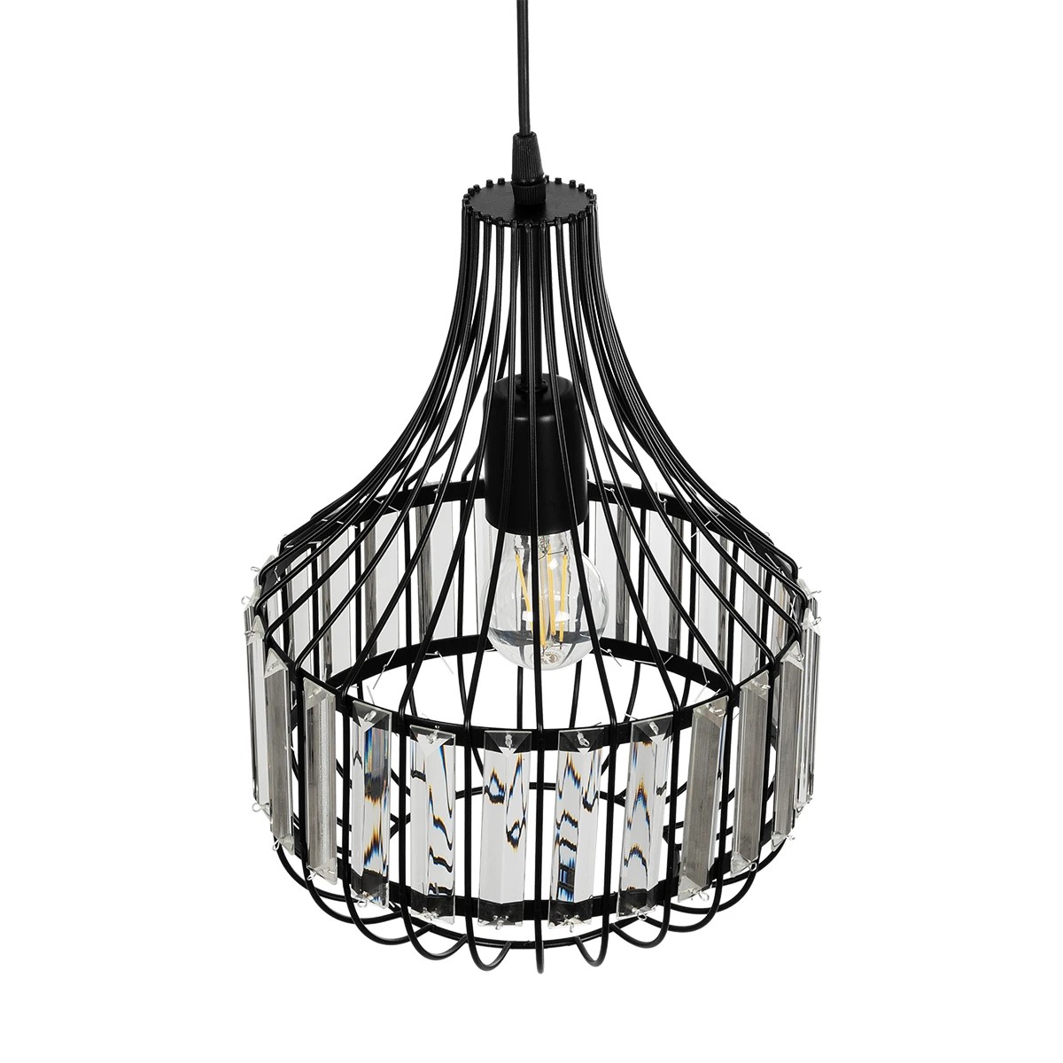 GLOBOSTAR® LUMAON 201-0081 Vintage Κρεμαστό Φωτιστικό Οροφής με Ντουί 1 x E27 AC 220-240V IP20 - Μαύρο & Διάφανο - Μ27 x Π27 x Υ37cm 7 GLOBOSTAR® LUMAON 201-0081 Vintage Κρεμαστό Φωτιστικό Οροφής με Ντουί 1 x E27 AC 220-240V IP20 - Μαύρο & Διάφανο - Μ27 x Π27 x Υ37cm - Image 6