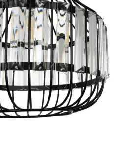 GLOBOSTAR® LUMAON 201-0081 Vintage Κρεμαστό Φωτιστικό Οροφής με Ντουί 1 x E27 AC 220-240V IP20 - Μαύρο & Διάφανο - Μ27 x Π27 x Υ37cm 17 201 0081 7