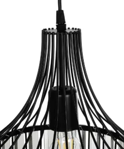 GLOBOSTAR® LUMAON 201-0081 Vintage Κρεμαστό Φωτιστικό Οροφής με Ντουί 1 x E27 AC 220-240V IP20 - Μαύρο & Διάφανο - Μ27 x Π27 x Υ37cm 18 201 0081 8