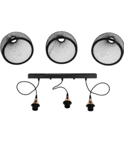 GLOBOSTAR® GLIND 201-0082 Vintage Κρεμαστό Φωτιστικό Οροφής με Ντουί 3 x E27 AC 220-240V IP20 - Μαύρο - Μ55 x Π25 x Υ70cm 20 201 0082 10