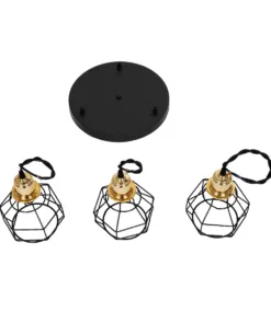 GLOBOSTAR® NOVARAY 201-0083 Vintage Κρεμαστό Φωτιστικό Οροφής με Ντουί 3 x E27 AC 220-240V IP20 - Μαύρο & Χρυσό - Μ40 x Π40 x Υ50cm 18 201 0083 9