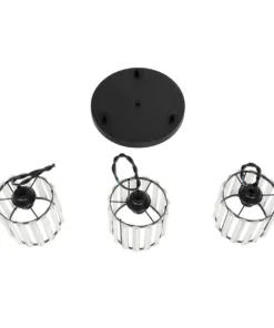 GLOBOSTAR® FLAREX 201-0084 Vintage Κρεμαστό Φωτιστικό Οροφής με Ντουί 3 x E27 AC 220-240V IP20 - Μαύρο & Διάφανο - Μ40 x Π40 x Υ50cm 18 201 0084 9