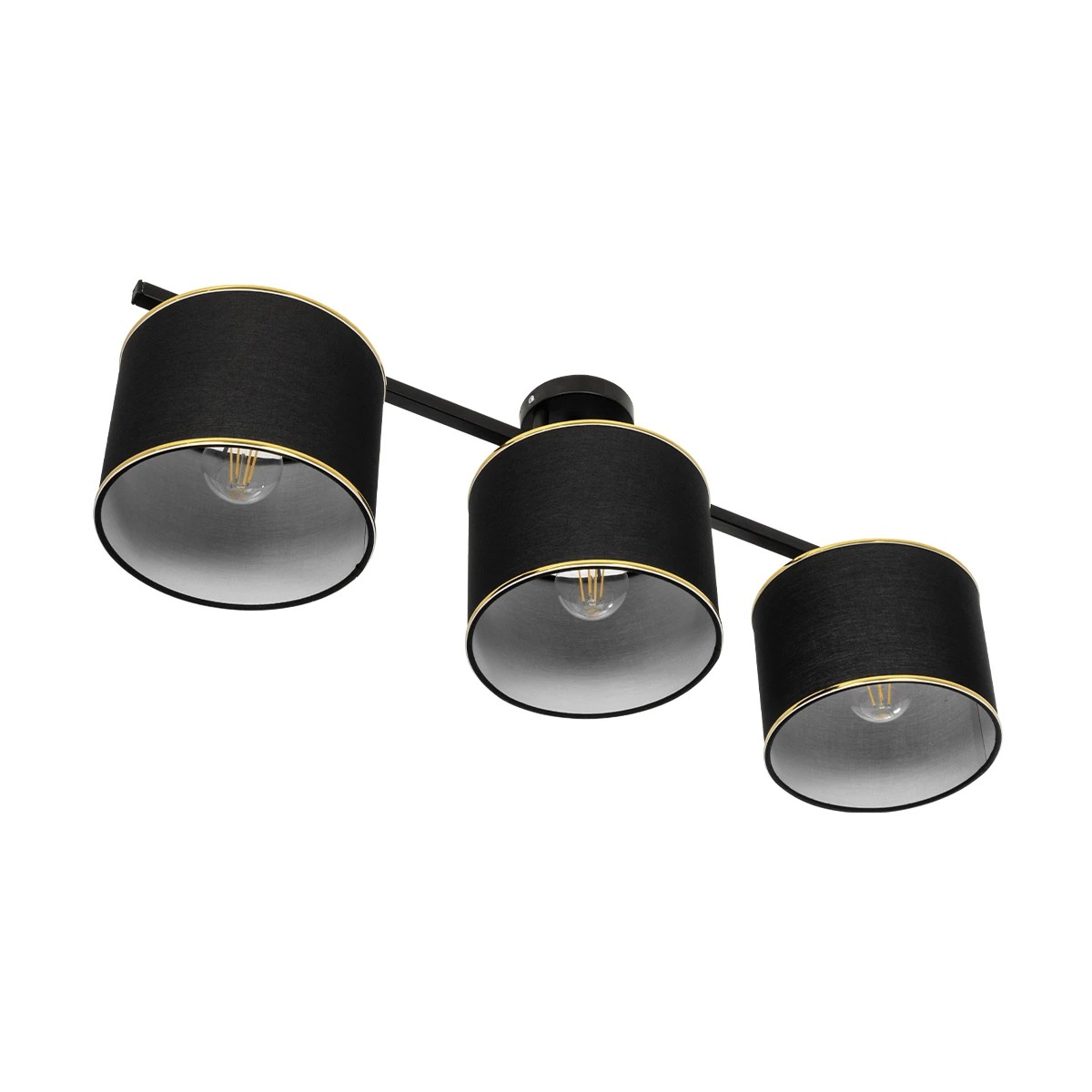 GloboStar® GLOWEN 201-0086 Vintage Φωτιστικό Οροφής Ράγα Τρίφωτο 3 x E27 IP20 Μαύρο Μέταλλο με Καφέ Υφάσμα - Μ80 x Π20 x Υ20cm 5 GloboStar® GLOWEN 201-0086 Vintage Φωτιστικό Οροφής Ράγα Τρίφωτο 3 x E27 IP20 Μαύρο Μέταλλο με Καφέ Υφάσμα - Μ80 x Π20 x Υ20cm - Image 4