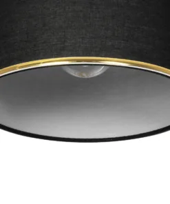 GloboStar® GLOWEN 201-0086 Vintage Φωτιστικό Οροφής Ράγα Τρίφωτο 3 x E27 IP20 Μαύρο Μέταλλο με Καφέ Υφάσμα - Μ80 x Π20 x Υ20cm 16 201 0086 7