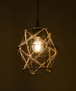 Alternative view of GLOBOSTAR® SOLON 201-0088 Vintage Κρεμαστό Φωτιστικό Οροφής με Ντουί 1 x E27 AC 220-240V IP20 - Μαύρο & Μπεζ - Μ22 x Π22 x Υ27cm