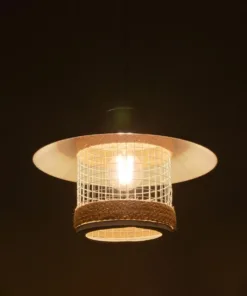 Alternative view of GLOBOSTAR® GLORA 201-0089 Vintage Κρεμαστό Φωτιστικό Οροφής με Ντουί 1 x E27 AC 220-240V IP20 - Λευκο & Μπεζ - Μ30 x Π30 x Υ29cm