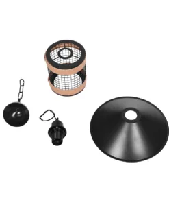 GLOBOSTAR® GLORA 201-0090 Vintage Κρεμαστό Φωτιστικό Οροφής με Ντουί 1 x E27 AC 220-240V IP20 - Μαύρο & Μπεζ - Μ30 x Π30 x Υ29cm 20 201 0090 10