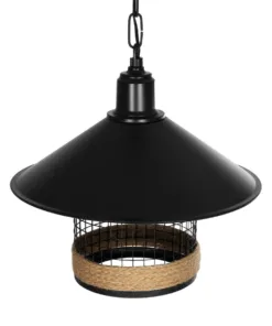 GLOBOSTAR® GLORA 201-0090 Vintage Κρεμαστό Φωτιστικό Οροφής με Ντουί 1 x E27 AC 220-240V IP20 - Μαύρο & Μπεζ - Μ30 x Π30 x Υ29cm 16 201 0090 6