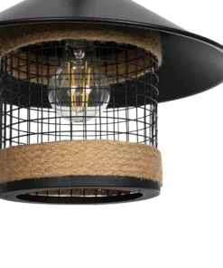 GLOBOSTAR® GLORA 201-0090 Vintage Κρεμαστό Φωτιστικό Οροφής με Ντουί 1 x E27 AC 220-240V IP20 - Μαύρο & Μπεζ - Μ30 x Π30 x Υ29cm 17 201 0090 7