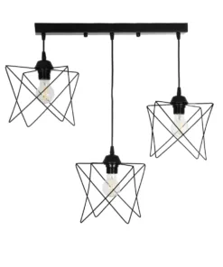 GLOBOSTAR® GLIND 201-0092 Vintage Κρεμαστό Φωτιστικό Οροφής με Ντουί 3 x E27 AC 220-240V IP20 - Μαύρο - Μ67 x Π24 x Υ55cm 11 201 0092 4