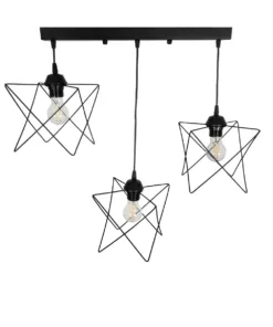 GLOBOSTAR® GLIND 201-0092 Vintage Κρεμαστό Φωτιστικό Οροφής με Ντουί 3 x E27 AC 220-240V IP20 - Μαύρο - Μ67 x Π24 x Υ55cm 13 201 0092 6