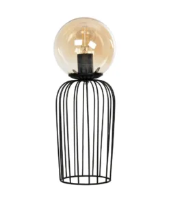 GloboStar® ZENITH 201-0094 Vintage Επιτραπέζιο Φωτιστικό Μπάλα Μονόφωτο 1 x E27 IP20 Μαύρο Μέταλλο με Μελί Γυαλί - Μ15 x Π15 x Υ40cm 10 201 0094 3