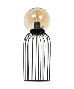 GloboStar® ZENITH 201-0094 Vintage Επιτραπέζιο Φωτιστικό Μπάλα Μονόφωτο 1 x E27 IP20 Μαύρο Μέταλλο με Μελί Γυαλί - Μ15 x Π15 x Υ40cm 11 201 0094 4