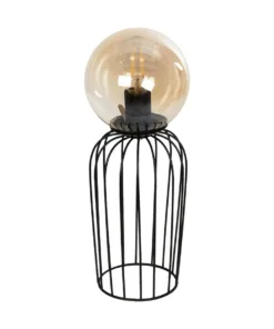 GloboStar® ZENITH 201-0094 Vintage Επιτραπέζιο Φωτιστικό Μπάλα Μονόφωτο 1 x E27 IP20 Μαύρο Μέταλλο με Μελί Γυαλί - Μ15 x Π15 x Υ40cm 12 201 0094 5