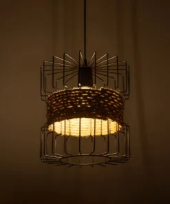 Alternative view of GLOBOSTAR® ORB 201-0096 Vintage Κρεμαστό Φωτιστικό Οροφής με Ντουί 1 x E27 AC 220-240V IP20 - Μαύρο & Μπεζ - Μ27 x Π27 x Υ31cm